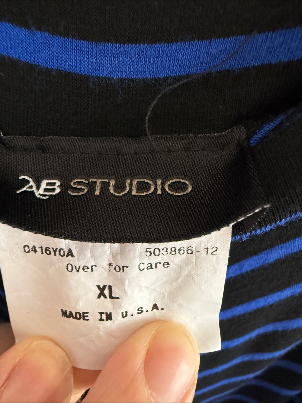 AB Studio Black and Blue Diagonal-Stripe Maxi Skirt - Picture 3 of 10